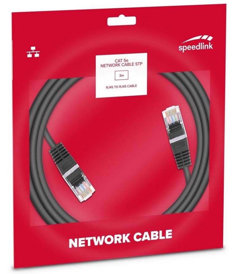 Speedlink Basic CAT 5e Netzwerk-Kabel STP 3m LAN-Kabel, RJ45, (3 cm), Rundkabel von Speedlink