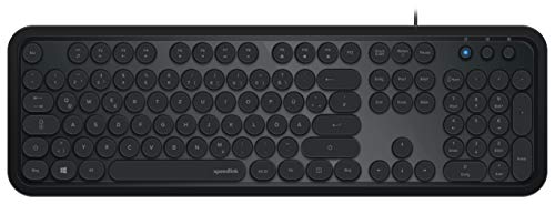 Speedlink CIRCLE Retro Keyboard - Tastatur im Schreibmaschinen-Stil - 11 multifunktionale Tasten, schwarz von Speedlink