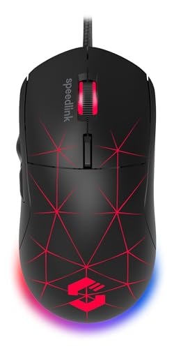 Speedlink CORAX Gaming Maus mit Kabel - konfigurierbare RGB Beleuchtung, 5 programmierbare Tasten, DPI-Schalter bis 3.200 dpi, kabelgebunden, stoffummanteltes Kabel, schwarz von Speedlink