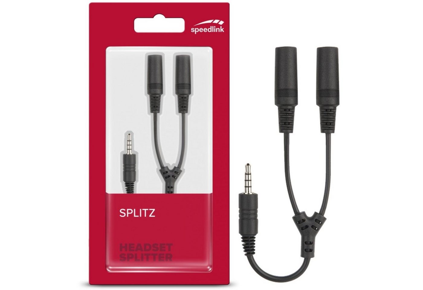 Speedlink Dual Headset-Adapter Y Splitter Konverter Smartphone-Kabel, 3,5-mm-Klinke, 3,5mm Klinke (19 cm), 3,5mm Klinke-Stecker zu 2x 3,5mm Klinken-Kupplung Adapter 2x Kopfhörer von Speedlink