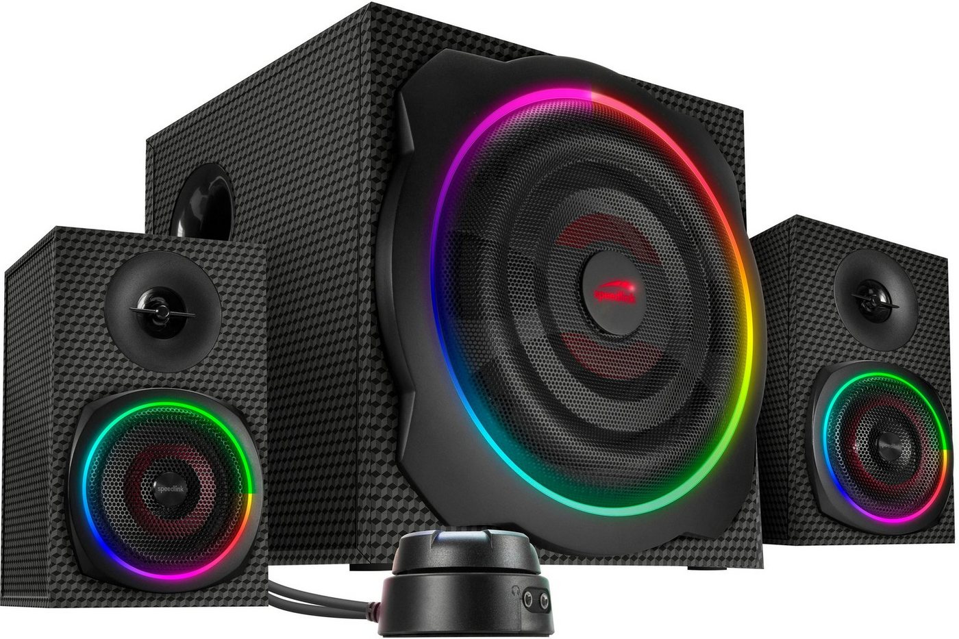 Speedlink GRAVITY CARBON RGB 2.1 PC-Lautsprecher 2.1 (Bluetooth, 120 W) von Speedlink