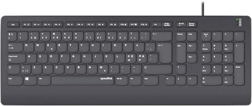 Speedlink HI-GENIC Antibacterial Keyboard - kabelgebundene leise USB-Tastatur, Flache Tasten, antibakterielle Eigenschaften, skandinavisches QWERTY-Layout Nordic, schwarz Speedlink HI-GENIC Antibacterial Keyboard - kabelgebundene leise USB-Tastatur, Flache Tasten, antibakterielle Eigenschaften, skandinavisches QWERTY-Layout Nordic, schwarz von Speedlink