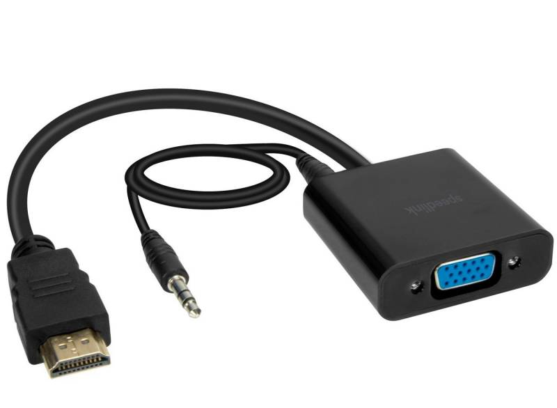 Speedlink HQ HDMI auf VGA Adapter Audio + Video Konverter Video-Adapter HDMI-Stecker zu 3,5-mm-Klinkenstecker, für PC Notebook Beamer TV Laptop von Speedlink