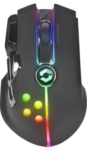 Speedlink IMPERIOR Gaming Mouse – kabellose USB gaming Maus mit Akku wiederaufladbar, LED-RGB-Beleuchtung, Programmierbare Tasten, 10000 dpi, schwarz von Speedlink