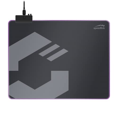 Speedlink LEVAS LED Soft Gaming Mousepad – Beleuchtetes Mauspad – Rutschfeste Maus Unterlage – Aufrollbar, Größe M, schwarz von Speedlink