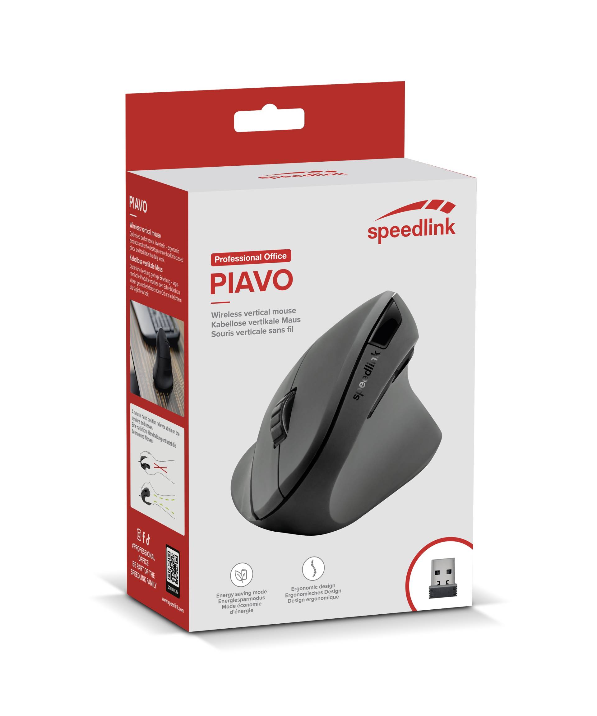 Speedlink Maus PIAVO, Ergonomie Vertikal, kabellos, schwarz retail Speedlink Maus PIAVO, Ergonomie Vertikal, kabellos, schwarz retail von Speedlink