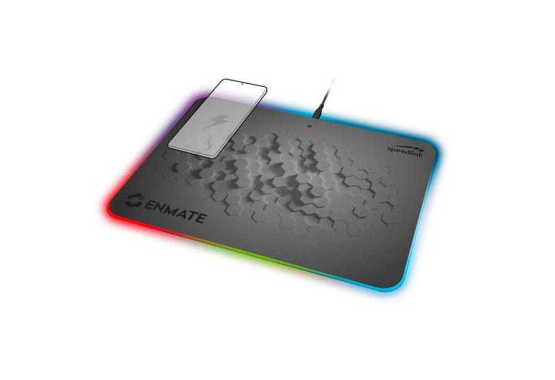 Speedlink Mauspad ENMATE RGB LED Induktions PC Gaming Mauspad, Mouse-Pad Gaming Mouse Pad kabelloses Ladegerät für Smartphone von Speedlink