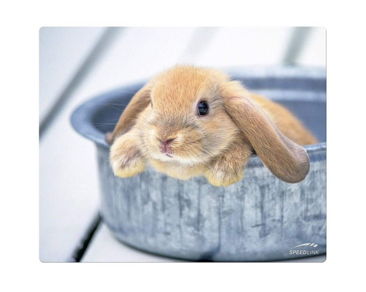 Speedlink Mauspad Mouse-Pad Maus-Pad Motiv Rabbit dünn 1,5mm, Baby Hase, Mouse Maus Pad dünn, rutschfest, flach, Textil-Oberfläche von Speedlink