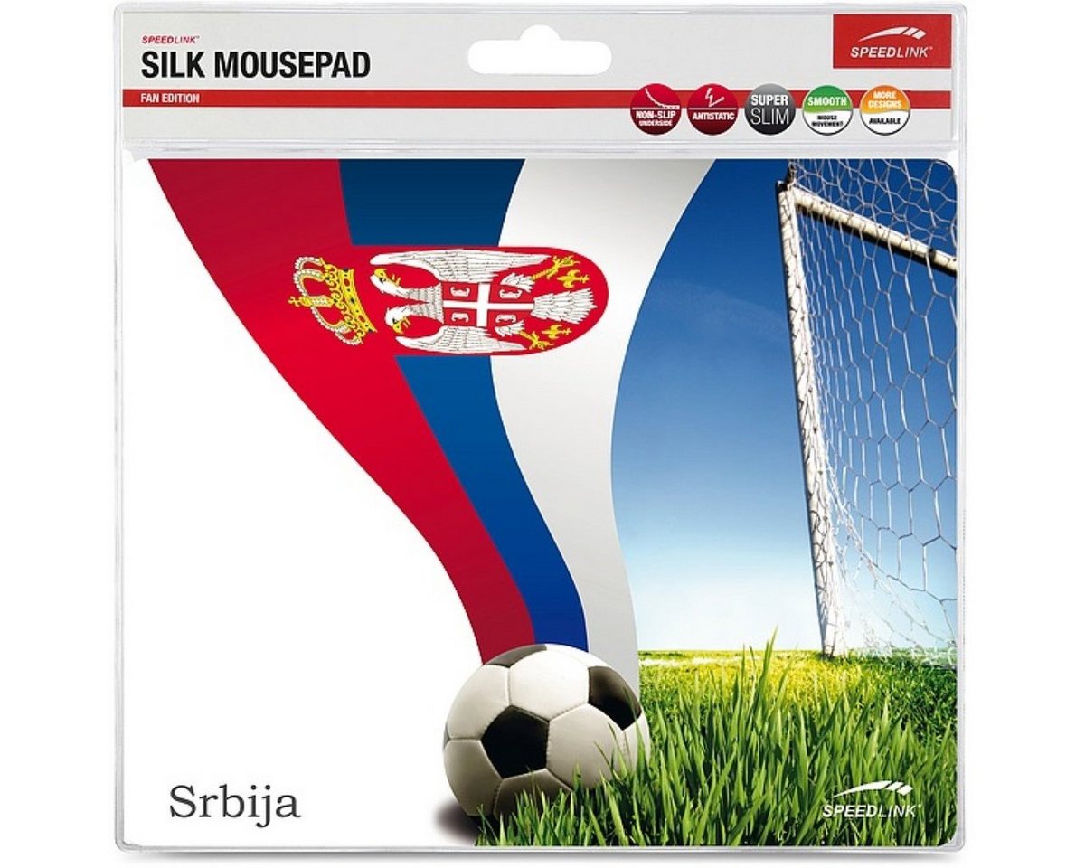 Speedlink Mauspad Mouse-Pad Maus-Pad Motiv Serbia dünn 1,5mm, Serbien-Fahne Fußball, Maus Pad, rutschfest, flach, Textil-Oberfläche von Speedlink