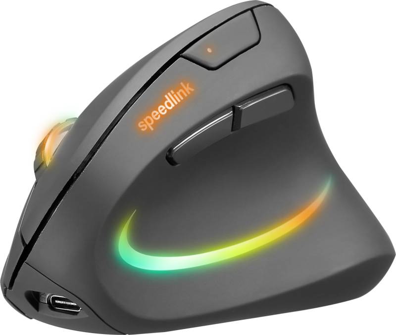 Speedlink - PIAVO PRO beleuchtete wiederaufladbare vertikale ergonomische Maus - kabellos, Gummi-Schwarz von Speedlink