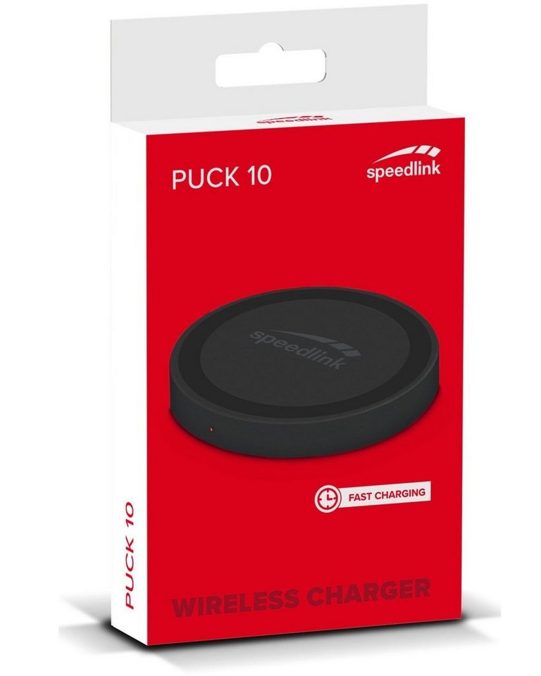 Speedlink PUCK Wireless Charger Ladegerät 10W Ladestation Black Smartphone-Ladegerät (Kabellos Induktiv Flach) von Speedlink