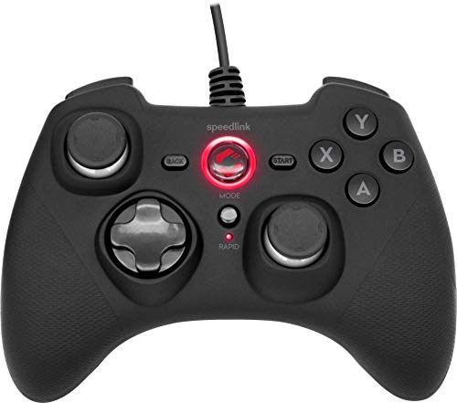 Speedlink RAIT Gamepad – kabelgebundenes Gamepad mit Vibrationsfunktion, für PC/PS3/Switch, schwarz von Speedlink