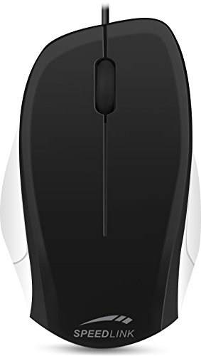 Speedlink Robuste 3-Tasten-Maus - LEDGY Mouse USB (Ergonomische Form für Rechtshänder - bis zu 900 DPI - Optischer Sensor) PC / Computer wired Mouse schwarz-weiß von Speedlink