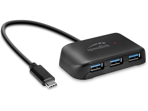 Speedlink SNAPPY EVO 4 Port USB Hub – passiver USB-C 3.1 Gen 1 Hub mit 3x USB-A und 1x USB-C für eine schnelle Datenübertragung mit bis zu 5 Gbit/s, Anschluss über USB-C, schwarz von Speedlink