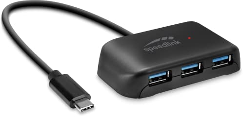 Speedlink SNAPPY EVO 4 Port USB Hub – passiver USB-C 3.1 Gen 1 Hub mit 3x USB-A und 1x USB-C für eine schnelle Datenübertragung mit bis zu 5 Gbit/s, Anschluss über USB-C, schwarz von Speedlink