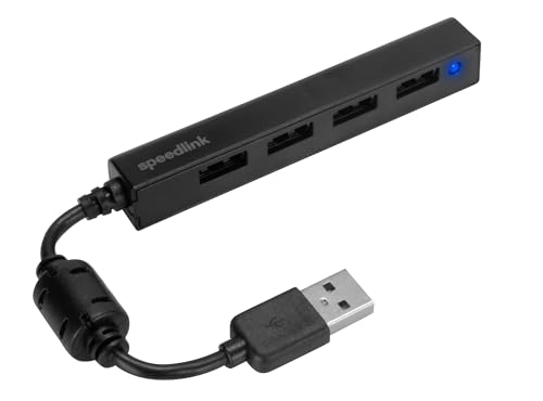 Speedlink SNAPPY Slim USB Hub - Passiver 4-Port USB Hub 2.0 - bis zu 480 Mbit/s, 4 x USB-A, mit Ferrit Mantelwellenfilter, kurzes Kabel 8cm, schwarz Speedlink SNAPPY Slim USB Hub - Passiver 4-Port USB Hub 2.0 - bis zu 480 Mbit/s, 4 x USB-A, mit Ferrit Mantelwellenfilter, kurzes Kabel 8cm, schwarz von Speedlink