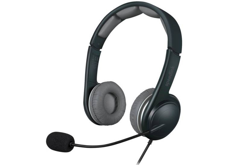 Speedlink SONID USB-Headset Kopfhörer mit Mikrofon Headset (Integrierte Soundkarte, Kabelfernbedienung mit Lautstärkeregeler, Mikrofon-Stummschaltung, Stereo, Integrierte USB Soundkarte, mit Kabelfernbedienung Lautstärkeregler) von Speedlink