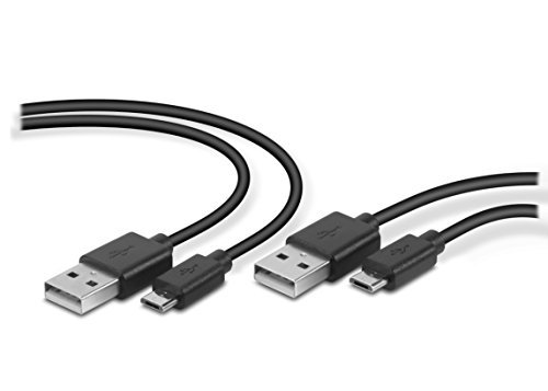 Speedlink STREAM Play & Charge USB Cable Set – 2 Ladekabel für DUALSHOCK-Controller der PlayStation 4, Länge 3 Meter, USB-A zu Micro-USB, Datenkabel, schwarz von Speedlink