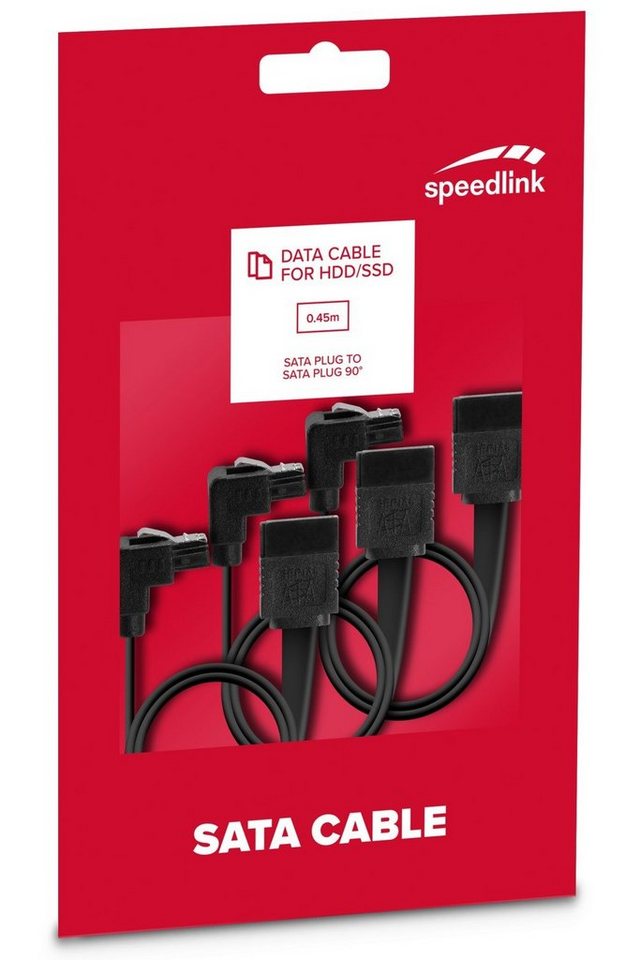 Speedlink Speedlink 3x SATA-3 Daten-Kabel S-ATA 6 Gb/s Computer-Kabel, SATA-3, Kein (45 cm), Daten-Kabel S-ATA 6 Gb/s High Speed Festplatte SSD HDD 90° von Speedlink