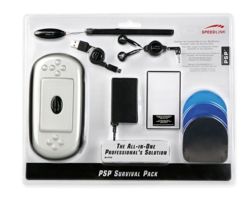 Speedlink Survival-Pack für die PSP/Playstation Portable (Tasche, Kopfhörer, Datenkabel, Displayfolie, KFZ-Ladegerät, 3 Spielehüllen uvm.) von Speedlink