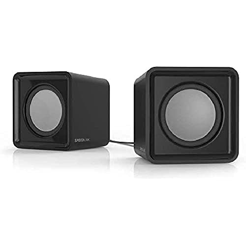Speedlink TWOXO Stereo PC Speaker - aktive PC Lautsprecher mit 3,5mm Klinkenstecker, kleine PC Boxen für Desktop, Notebook, Laptop, schwarz von Speedlink