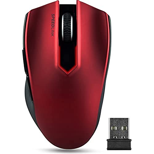 Speedlink ergonomische DPI-Maus - EXATI 5-Tasten-Maus (Präziser optischer Sensor mit bis zu 2.400 dpi - bis zu 8m Reichweite durch 2,4-GHz-Funktechnik - Ergonomisches Design) Laptop / Tablet wireless Mouse schwarz von Speedlink