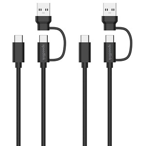 speedlink USB-C/A zu USB-C Kabel Set USB-Kabel Play & Charge 2 x 3,0 m schwarz, 1 St. speedlink USB-C/A zu USB-C Kabel Set USB-Kabel Play & Charge 2 x 3,0 m schwarz, 1 St. von Speedlink