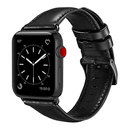 Speidel 42 mm Echtes Lederarmband mit Edelstahl-Adaptern und Schnalle für Smartwatch 42mm/40mm Black w/Black Adapter von Speidel