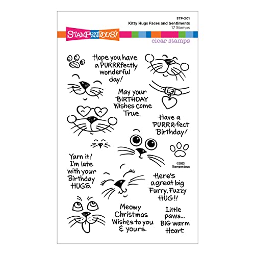 Spellbinders Stempel-Set Kitty Faces and Sentiments, transparent, aus der Stampendous Hugs-Kollektion, One von Spellbinders