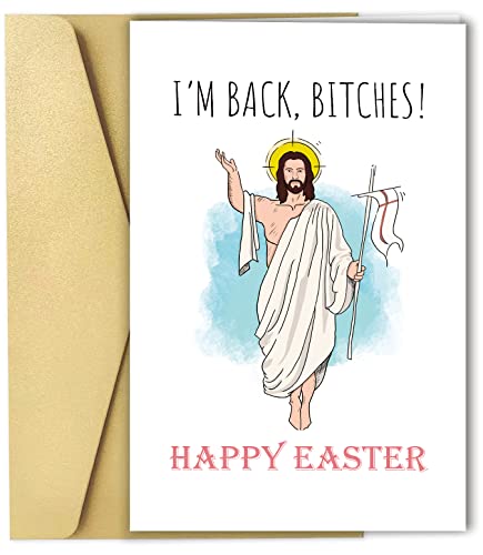Lustige Osterkarte, Jesus Happy Easter Karte, Auferstehungssonntagskarte, I'm Back Bitches. von Spercy