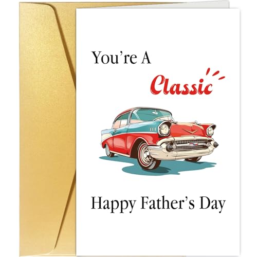 Retro-Auto-Vatertagskarte für Ihn, Vintage-Vatertagskarte für Vater, Opa, Ehemann, lustige Vatertagskarten für Stiefvater, Onkel, Paten, Bruder, You're a Classic Retro-Auto-Vatertagskarte für Ihn, Vintage-Vatertagskarte für Vater, Opa, Ehemann, lustige Vatertagskarten für Stiefvater, Onkel, Paten, Bruder, You're a Classic von Spercy