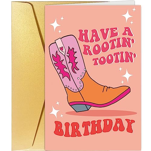 Spercy Lustige Cowboy-Geburtstagskarte, Rooting Tooting Geburtstagskarte, Cowboystiefel Grußkarte, SPX-NZSR-264-PN von Spercy
