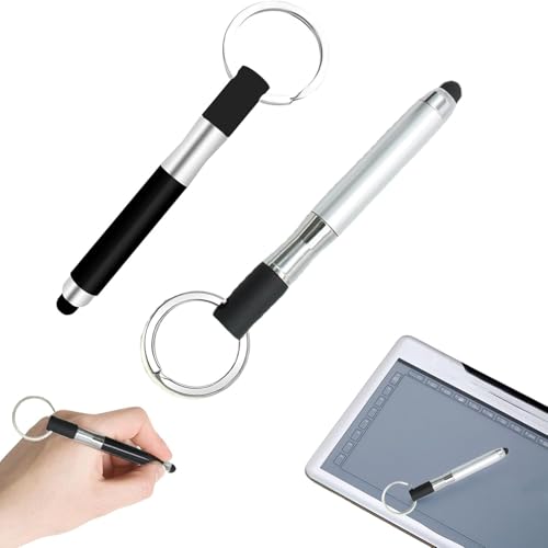2 Stück Touchscreen Stift,Kugelschreiber mit Touchpen,Multitool Stift,Mini Kugelschreiber,Mini Pen,Multifunktionsstift,Handystift,Kompatibel für Alle Smartphone,Tablets(Schwarz/Silber) von SpetngSake