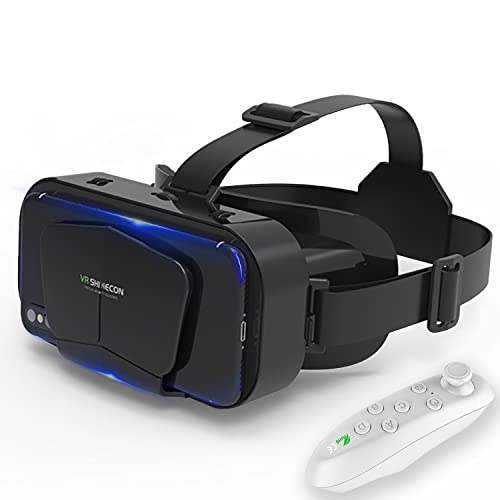 VR Brille Virtual Reality 3D Virtual Reality für 3D-Filme und Spiele für Smartphones von 4,7-7 Zoll [mit Controller] von Spicy World