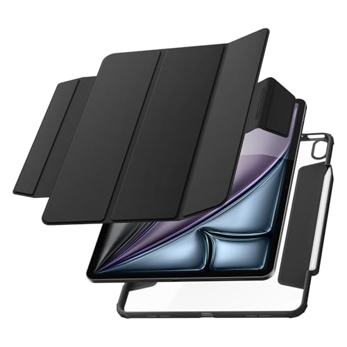 Spigen AirSkin Pro Hülle Kompatibel mit iPad Air 13 Zoll 7. Gen M3 (2025) / 6. Generation M2 (2024) Case mit abnehmbarem magnetischem Deckel - Schwarz von Spigen