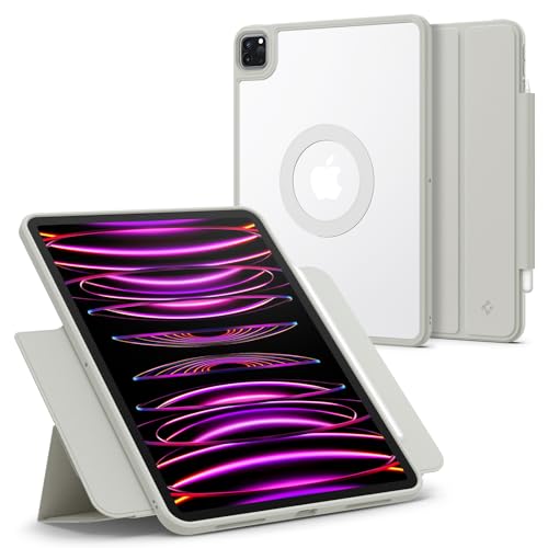 Spigen AirSkin Pro OneTap Hülle Kompatibel mit iPad Pro 12.9 Zoll Generation 6 2022 | 5 2021 Vollständig Abnehmbarer Deckel mit Magnet - Grau von Spigen