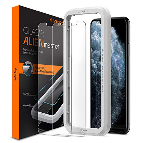 Spigen AlignMaster Schutzfolie kompatibel mit iPhone 11 Pro, iPhone XS, iPhone X, 2 Stück, Kratzfest, 9H Härte Folie von Spigen