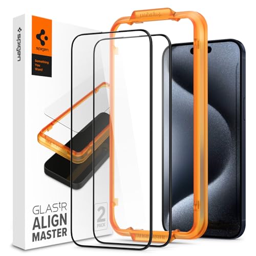 Spigen AlignMaster Schutzfolie kompatibel mit iPhone 15 Pro, 2 Stück, Volle Abdeckung, Kratzfest, 9H Härte Folie Spigen AlignMaster Schutzfolie kompatibel mit iPhone 15 Pro, 2 Stück, Volle Abdeckung, Kratzfest, 9H Härte Folie von Spigen
