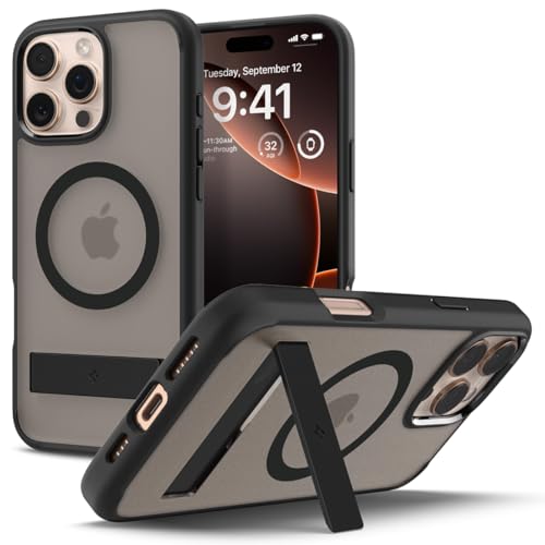 Spigen [All-in-One Ständer für iPhone 16 Pro Max Hülle Ultra Hybrid S MagFit für MagSafe [Verbesserte Magnestärke] Stoßfest Kratzfest Handyhülle Case -Frost Black von Spigen