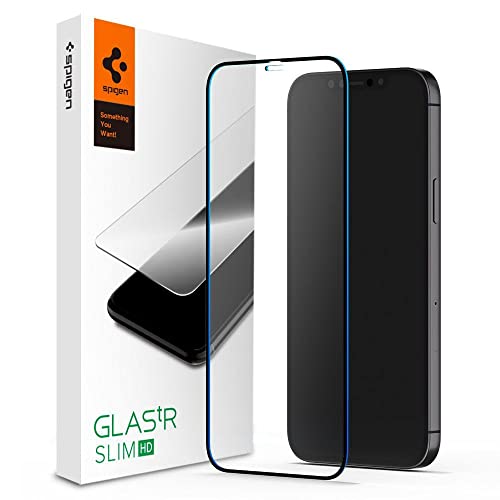 Spigen Apple iPhone 12 / iPhone 12 Pro Glas Displayschutz Full Cover GLAS.tR SLIM Full Cover Black - AGL01512 von Spigen