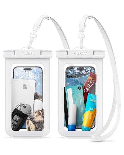 Spigen Aqua Shield wasserdichte Handyhülle 2 Stück Unterwasser Hülle Wasserschutzhülle IPX8 Kompatibel mit iPhone, Galaxy, Xiaomi, Google Smartphones -Weiß von Spigen
