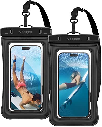 Spigen Aqua Shield wasserdichte Handyhülle Schwimmend [2 Stück] IPX8 Wasserfeste Handytasche Unterwasser Hülle Kompatibel mit iPhone, Galaxy, Xiaomi, Google Smartphones -Schwarz von Spigen