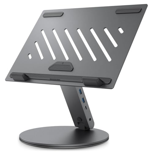 Spigen ArcDock 6-in-1 Laptop Ständer mit USB Hub【inkl. USB C auf C Kabel】 Ergonomischer Ständer, USB A/C & 4K 60Hz HDMI für MacBook Air/Pro, iPad Air/Pro und alle Notebooks bis 15,6 Zoll – Space Grau von Spigen