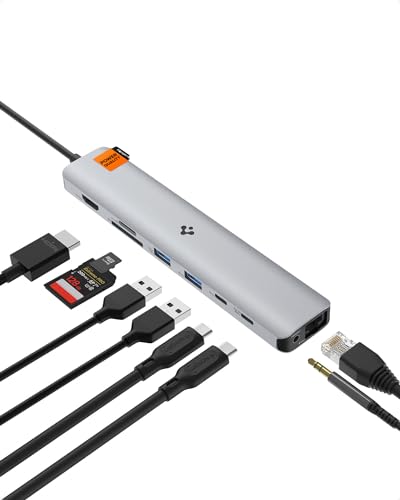 Spigen ArcDock USB C Hub, 9-in-1 100W PD 3.0 4K 60Hz HDMI Port 5Gbps USB C und 3 USB A Datenanschlüssen Ethernet Anschluss microSD/SD Kartenleser für MacBook Pro Air M1 M2 Steam Deck Dell XPS von Spigen