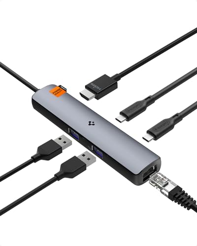 Spigen ArcDock USB C Hub 6-in-1, Treiberlos Ultra-Slim USB4,Thunderbolt 4 8K@60Hz HDMI 100W Power Delivery 2.5Gbps Ethernet 10Gbps Multiport Hub Adapter für Mac, MacBook, Windows, iPad, Chromebook von Spigen