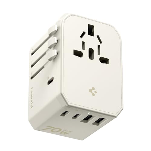 Spigen ArcStation Reiseadapter Weltweit, GaN 70W 5-Port Universal Reisestecker mit 3 USB-C, 2 USB-A, 1 AC Steckdose, Internationaler Steckdosenadapter Universaladapter für US, UK, EU, AU - Wüste Beige Spigen ArcStation Reiseadapter Weltweit, GaN 70W 5-Port Universal Reisestecker mit 3 USB-C, 2 USB-A, 1 AC Steckdose, Internationaler Steckdosenadapter Universaladapter für US, UK, EU, AU - Wüste Beige von Spigen