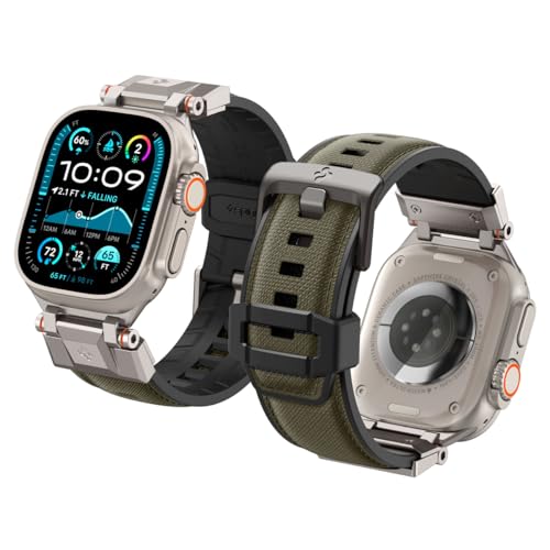 Spigen Dura Pro Armor Armband Entwickelt für Apple Watch Ultra 2/1 49mm, Serie 10 46mm und Serie 9/8/7/6/5/4/SE 45mm,44mm Ersatzarmband mit Metallverbinder - Militärgrün Spigen Dura Pro Armor Armband Entwickelt für Apple Watch Ultra 2/1 49mm, Serie 10 46mm und Serie 9/8/7/6/5/4/SE 45mm,44mm Ersatzarmband mit Metallverbinder - Militärgrün von Spigen