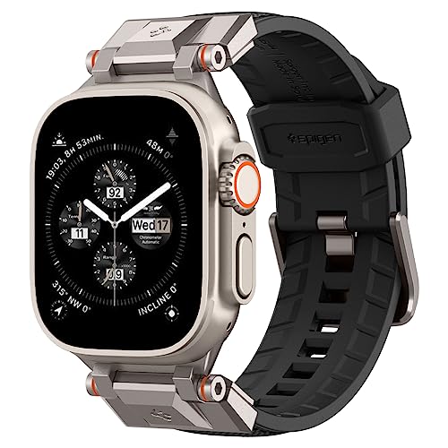Spigen Dura Pro Armor Armband Entwickelt für Apple Watch Ultra 2/1 49mm, Serie 10 46mm und Serie 9/8/7/6/5/4/SE 45mm,44mm Robustes Ersatzarmband mit Metallverbinder - Fabric Schwarz von Spigen