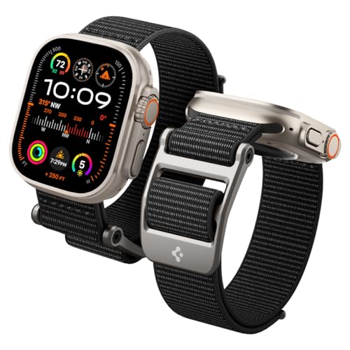 Spigen DuraPro Flex Armband Entwickelt für Apple Watch Ultra 2 / Ultra 49mm, Serie 9/8/7 45mm, Serie SE2/6/SE/5/4 44mm und Serie 3/2/1 42mm - Schwarz von Spigen