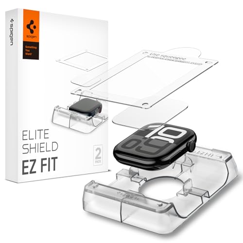 Spigen Eliteshield EZ Fit Schutzfolie kompatibel mit Apple Watch 10 46mm, 2 Stück, Positionierhilfe für Installation, Anti-Kratzer, EPU-Folie von Spigen